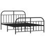 Black metal headboard and footboard bed frame 135x190 cm by vidaXL, Beds and slatted bases - Ref: Foro24-353652, Price: 115,7...