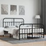 Black metal headboard and footboard bed frame 140x190 cm by vidaXL, Beds and slatted bases - Ref: Foro24-352596, Price: 115,6...