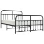 Black metal headboard and footboard bed frame 140x190 cm by vidaXL, Beds and slatted bases - Ref: Foro24-352596, Price: 115,6...