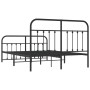 Black metal headboard and footboard bed frame 140x190 cm by vidaXL, Beds and slatted bases - Ref: Foro24-352596, Price: 115,6...