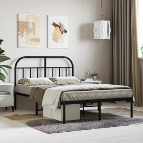 Estructura de cama con cabecero metal negro 120x190 cm de vidaXL, Camas y somieres - Ref: Foro24-353632, Precio: 104,91 €, De...