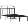 Bed frame with black metal headboard 120x190 cm by vidaXL, Beds and slatted bases - Ref: Foro24-353632, Price: 104,79 €, Disc...