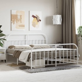 Metal bed frame with headboard and white footboard 180x200 cm by vidaXL, Beds and slatted bases - Ref: Foro24-353706, Price: ...