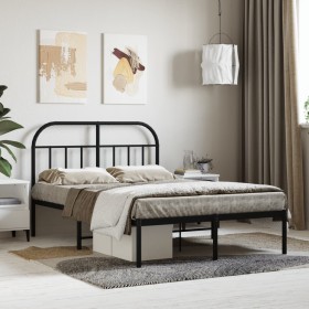 Bed frame with black metal headboard 120x200 cm by vidaXL, Beds and slatted bases - Ref: Foro24-353633, Price: 115,99 €, Disc...