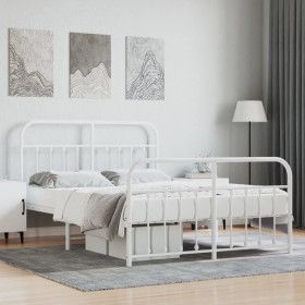 Metal bed frame with headboard and white footboard 150x200 cm by vidaXL, Beds and slatted bases - Ref: Foro24-352647, Price: ...