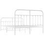 Metal bed frame with headboard and white footboard 150x200 cm by vidaXL, Beds and slatted bases - Ref: Foro24-352647, Price: ...