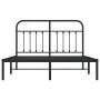 Bed frame with black metal headboard 140x190 cm by vidaXL, Beds and slatted bases - Ref: Foro24-352578, Price: 122,99 €, Disc...