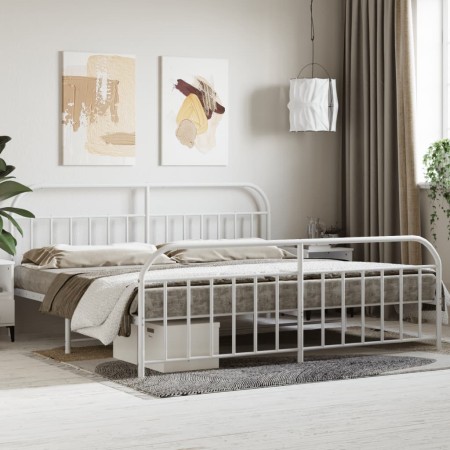 Estructura cama metal con cabecero y pie cama blanco 193x203 cm de vidaXL, Camas y somieres - Ref: Foro24-353708, Precio: 123...