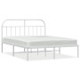 Metal bed frame with white headboard 180x200 cm by vidaXL, Beds and slatted bases - Ref: Foro24-353688, Price: 106,99 €, Disc...