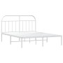 Metal bed frame with white headboard 180x200 cm by vidaXL, Beds and slatted bases - Ref: Foro24-353688, Price: 106,99 €, Disc...