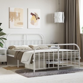 Metal bed frame with headboard and white footboard 140x190 cm by vidaXL, Beds and slatted bases - Ref: Foro24-353702, Price: ...