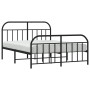 Black metal headboard and footboard bed frame 140x190 cm by vidaXL, Beds and slatted bases - Ref: Foro24-353653, Price: 131,5...