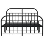 Black metal headboard and footboard bed frame 140x190 cm by vidaXL, Beds and slatted bases - Ref: Foro24-353653, Price: 131,5...