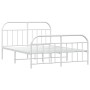 Metal bed frame with headboard and white footboard 150x200 cm by vidaXL, Beds and slatted bases - Ref: Foro24-353704, Price: ...