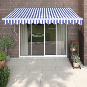 Retractable aluminum and blue and white fabric awning 3.5x2.5 m by vidaXL, Awnings - Ref: Foro24-3154422, Price: 230,99 €, Di...