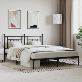 Bed frame with black metal headboard 180x200 cm by vidaXL, Beds and slatted bases - Ref: Foro24-353541, Price: 138,92 €, Disc...