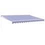 Retractable aluminum and blue and white fabric awning 4x3 m by vidaXL, Awnings - Ref: Foro24-3154423, Price: 388,93 €, Discou...