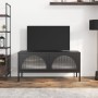 Black glass and steel TV cabinet 105x35x50 cm by vidaXL, TV Furniture - Ref: Foro24-352998, Price: 151,94 €, Discount: %