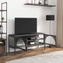 Black glass and steel TV cabinet 105x35x50 cm by vidaXL, TV Furniture - Ref: Foro24-352998, Price: 151,94 €, Discount: %