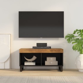 Mueble de TV madera maciza de mango 85x33x43,5 cm de vidaXL, Almacenamiento para CD y DVD - Ref: Foro24-352896, Precio: 96,99...