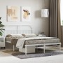 Metal bed frame with white headboard 140x190 cm by vidaXL, Beds and slatted bases - Ref: Foro24-353684, Price: 96,28 €, Disco...