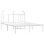 Metal bed frame with white headboard 140x190 cm by vidaXL, Beds and slatted bases - Ref: Foro24-353684, Price: 96,28 €, Disco...