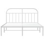 Metal bed frame with white headboard 140x190 cm by vidaXL, Beds and slatted bases - Ref: Foro24-353684, Price: 96,28 €, Disco...