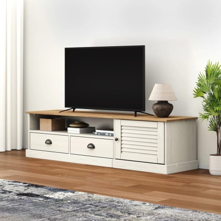 VIGO TV-Schrank aus massivem weißem Kiefernholz 156x40x40 cm von vidaXL, TV-Möbel - Ref: Foro24-353173, Preis: 146,71 €, Raba...