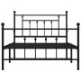 Bed frame with headboard and black metal footboard 107x203cm by vidaXL, Beds and slatted bases - Ref: Foro24-353551, Price: 9...