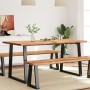 Solid acacia wood dining table with live edge, measuring 160x80x75cm. by vidaXL, Kitchen and dining tables - Ref: Foro24-3532...