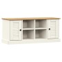 Banco zapatero VIGO madera maciza de pino blanco 106x35x45 cm de vidaXL, Bancos para recibidores y almacenamiento - Ref: Foro...