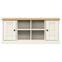 Banco zapatero VIGO madera maciza de pino blanco 106x35x45 cm de vidaXL, Bancos para recibidores y almacenamiento - Ref: Foro...