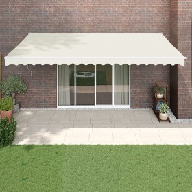 Retractable aluminum awning with cream-colored fabric, 5x3 m. by vidaXL, Awnings - Ref: Foro24-3154430, Price: 429,40 €, Disc...