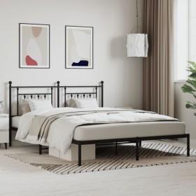 Estructura de cama con cabecero metal negro 160x200 cm de vidaXL, Camas y somieres - Ref: Foro24-353540, Precio: 134,99 €, De...