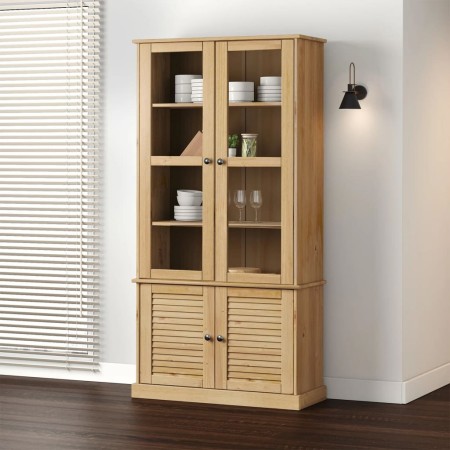 VIGO Schrank mit Vitrine aus massivem Kiefernholz 85x35x170 cm von vidaXL, Bücherregale und Regale - Ref: Foro24-353193, Prei...