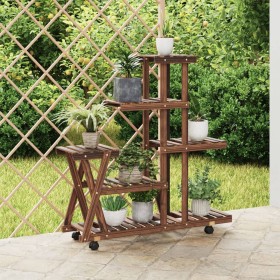 Solid fir wood flower stand with wheels 95x25x101 cm by vidaXL, Pot stands - Ref: Foro24-362881, Price: 57,49 €, Discount: %