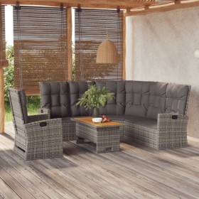 3-piece garden furniture set with gray synthetic rattan cushions by vidaXL, Garden sets - Ref: Foro24-362178, Price: 575,99 €...