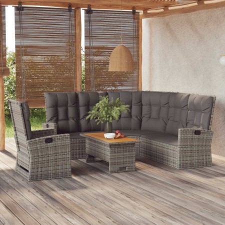 3-piece garden furniture set with gray synthetic rattan cushions by vidaXL, Garden sets - Ref: Foro24-362178, Price: 578,25 €...