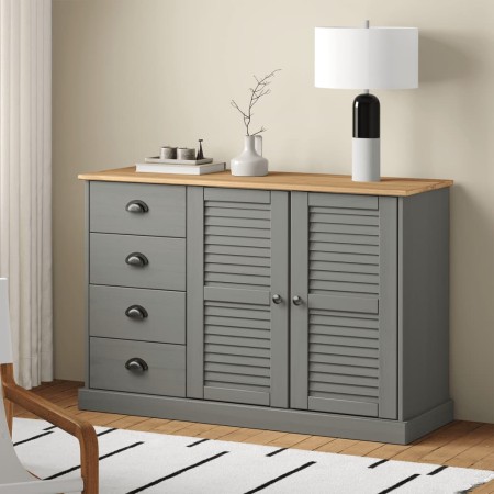 Sideboard with drawers VIGO solid pine wood gray 113x40x75 cm by vidaXL, Sideboards - Ref: Foro24-353189, Price: 209,43 €, Di...