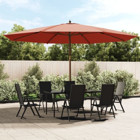 Garden umbrella with terracotta wooden pole 400x273 cm by vidaXL, Umbrellas - Ref: Foro24-363180, Price: 112,43 €, Discount: %