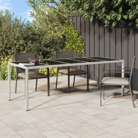 Gartentisch aus gehärtetem Glas, weißem synthetischem Rattan, 250 x 100 x 75 cm von vidaXL, Gartentische - Ref: Foro24-362556...