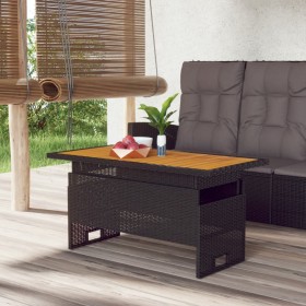 Black garden table 100x50x43/63 cm solid acacia wood and rattan by vidaXL, Garden tables - Ref: Foro24-362187, Price: 95,99 €...