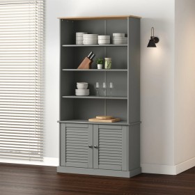 VIGO bookcase solid gray pine wood 85x35x170 cm by vidaXL, Bookcases and shelves - Ref: Foro24-353198, Price: 243,99 €, Disco...