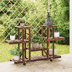 Solid fir wood flower stand with wheels 110x25x78 cm by vidaXL, Pot stands - Ref: Foro24-362855, Price: 54,47 €, Discount: %