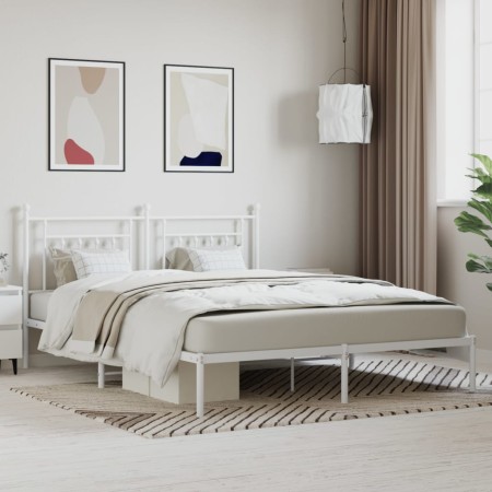 Metal bed frame with white headboard 183x213 cm by vidaXL, Beds and slatted bases - Ref: Foro24-353591, Price: 127,99 €, Disc...