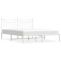 Estructura de cama de metal con cabecero blanco 180x200 cm de vidaXL, Camas y somieres - Ref: Foro24-353590, Precio: 125,99 €...