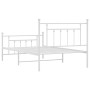 Estructura cama metal con cabecero y pie cama blanca 100x200 cm de vidaXL, Camas y somieres - Ref: Foro24-353599, Precio: 97,...