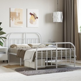 Metal bed frame with headboard and white footboard 120x190 cm by vidaXL, Beds and slatted bases - Ref: Foro24-353699, Price: ...