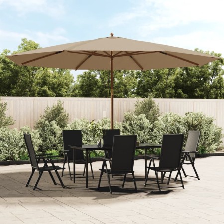 Garden umbrella with taupe gray wooden pole 400x273 cm by vidaXL, Umbrellas - Ref: Foro24-363178, Price: 131,99 €, Discount: %