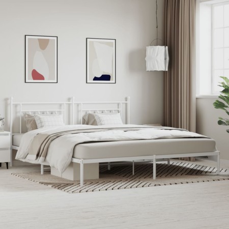 White metal bed frame with headboard 200x200 cm by vidaXL, Beds and slatted bases - Ref: Foro24-353593, Price: 132,99 €, Disc...